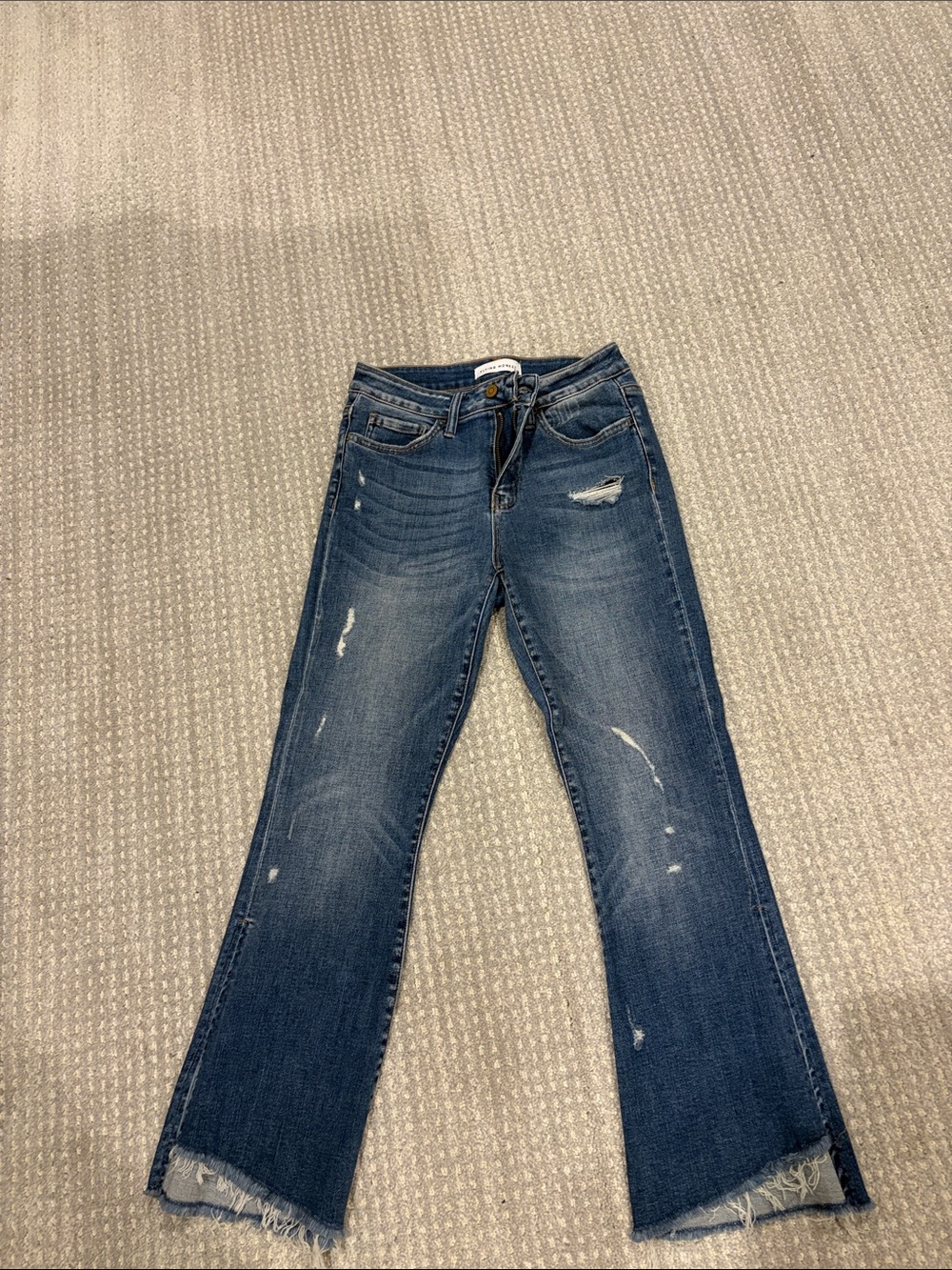 Flying Monkey Dark Wash Distressed Wide Leg Jeans